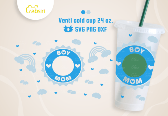 Boy Mom Venti Cold Cup 24oz SVG
