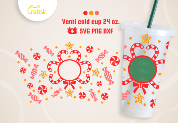Candy Christmas Venti Cold Cup 24oz SVG