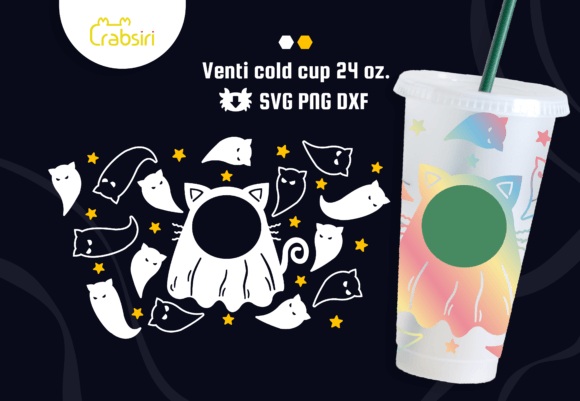 Cat Ghost Cold Cup SVG