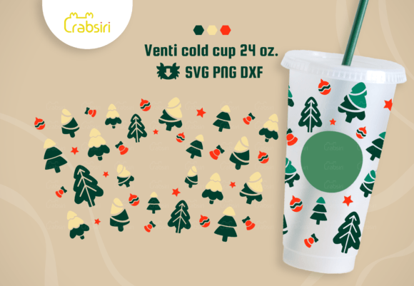 Christmas Tree Venti Cold Cup 24oz SVG