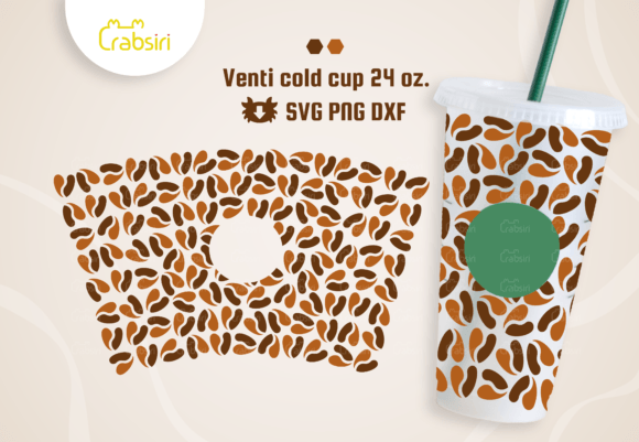 Coffee Beans Heart Cold Cup SVG
