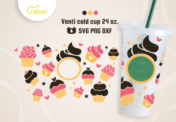 Cupcakes Venti Cold Cup 24oz SVG