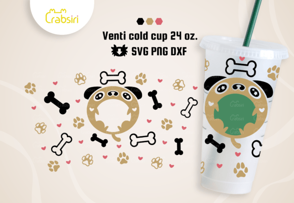 Cute Dog Venti Cold Cup 24oz SVG
