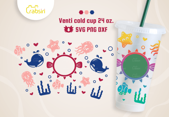 Cute Fish Venti Cold Cup 24oz SVG