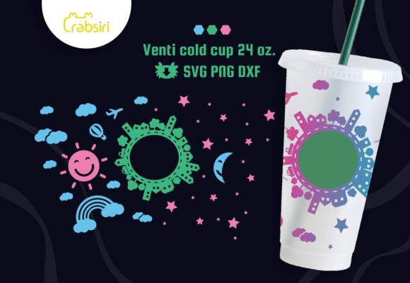Day and Night Venti Cold Cup 24oz SVG