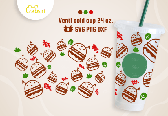 Embroidery Design Review: Hamburger Venti Cold Cup 24oz SVG