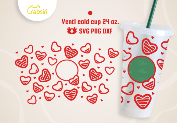 Heart Venti Cold Cup 24oz SVG