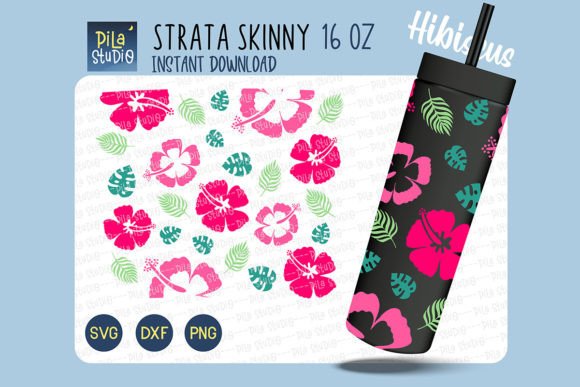 Hibiscus Flower Strata Cup Wrap SVG PNG