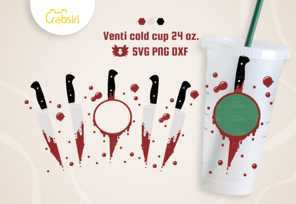 Knife with Blood Venti Cold Cup 24oz SVG