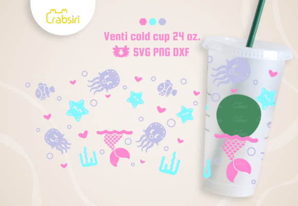 Mermaid Venti Cold Cup 24oz SVG