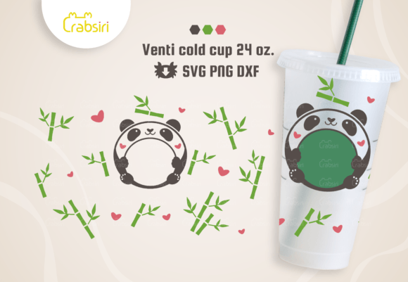 Panda Venti Cold Cup 24oz SVG