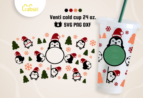 Penguins Venti Cold Cup 24oz SVG