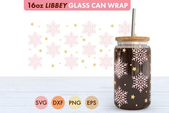 Pink Snowflake Pattern SVG 16 Oz Libbey