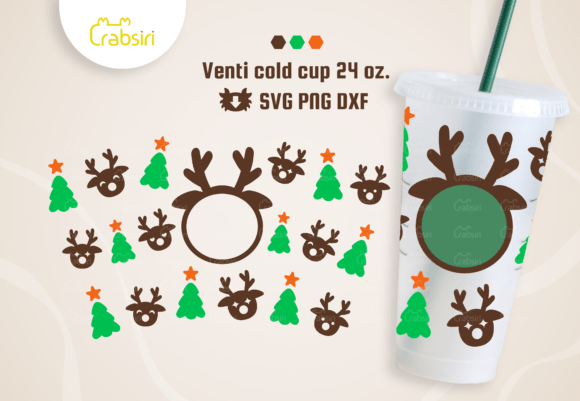 Reindeer Venti Cold Cup 24oz SVG