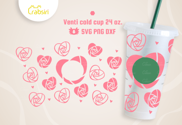 Rose Heart Venti Cold Cup 24oz SVG
