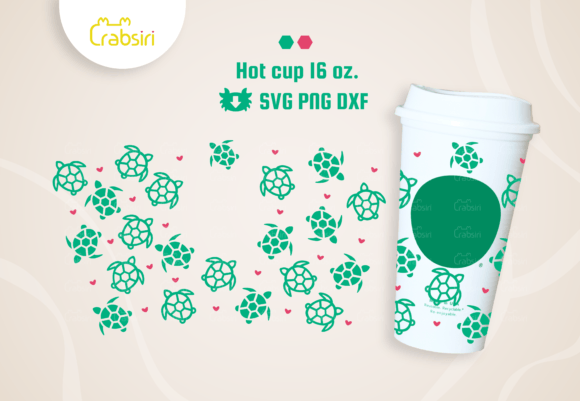 Sea Turtle Hot Cup 16oz SVG
