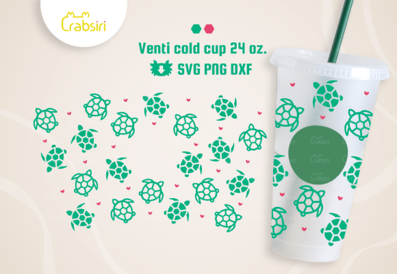 Sea Turtle Venti Cold Cup 24oz SVG