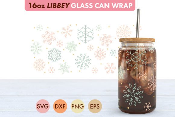 Snowflake Pattern SVG PNG 16 Oz Libbey