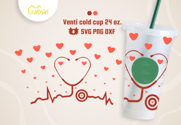 Stethoscope Heart Cold Cup 24oz SVG