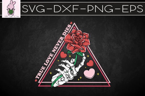 True Love Never Dies Retro Skeleton Rose