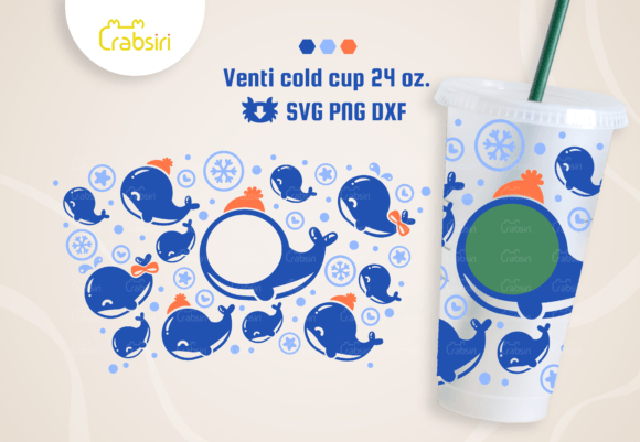 Whale Venti Cold Cup 24oz SVG